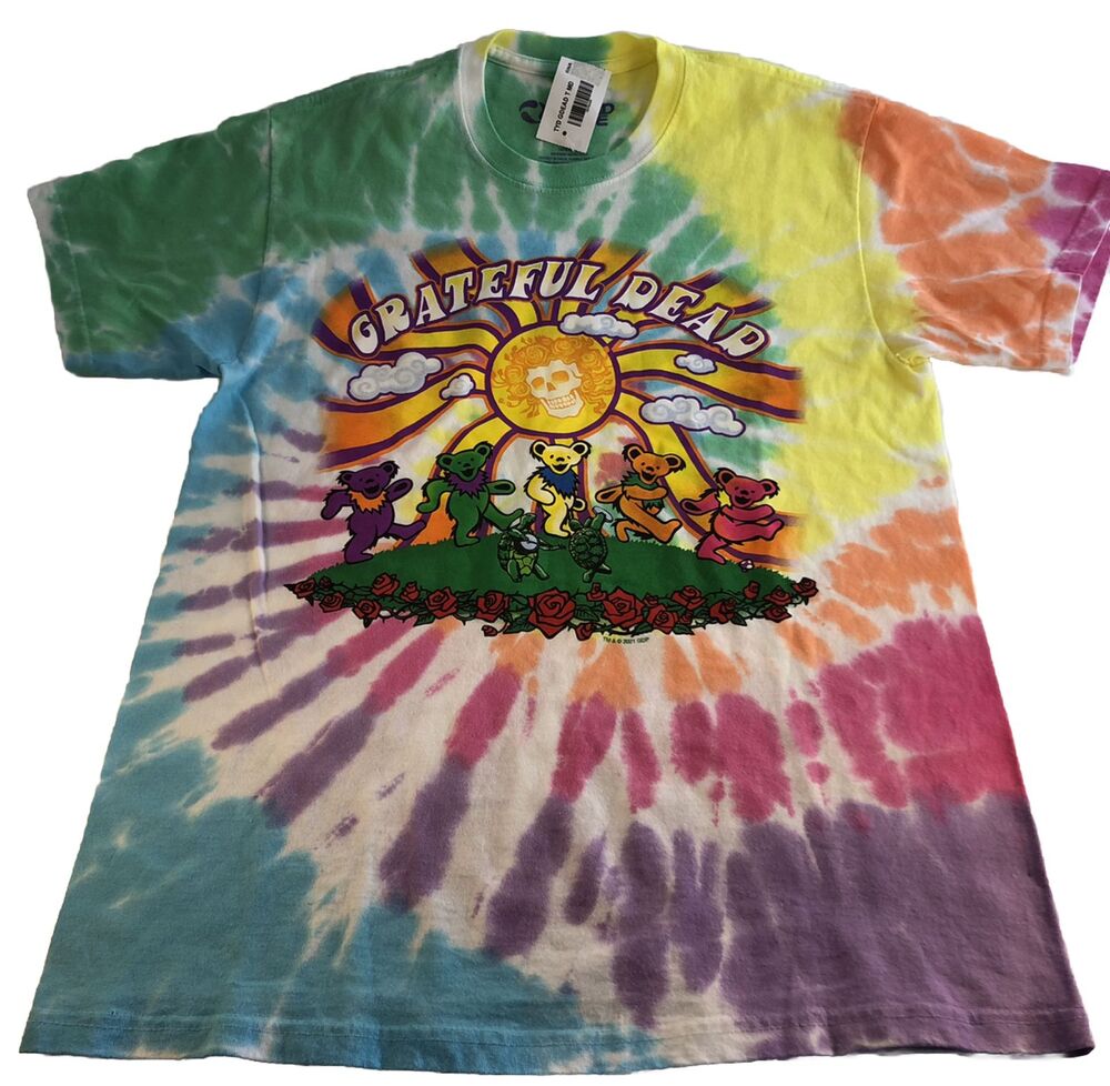 Liquid Blue Grateful Dead Dancing Bears Tie Dye Shirt Size M Medium NEW